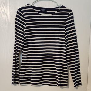 Saint James Navy and White Striped Long Sleeve Top